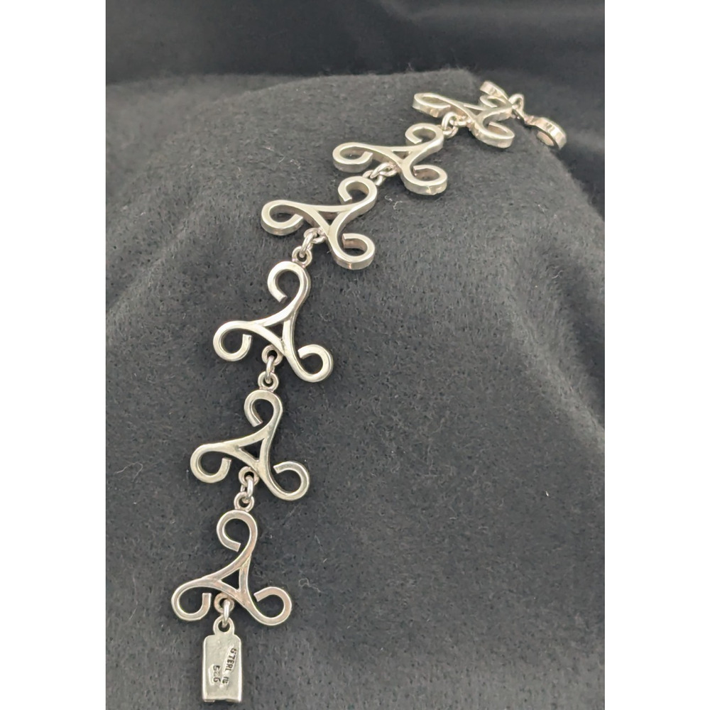 Sterling Silver 925 Bracelet Ornate Scroll Swirl Link 7.75" - 33 grams